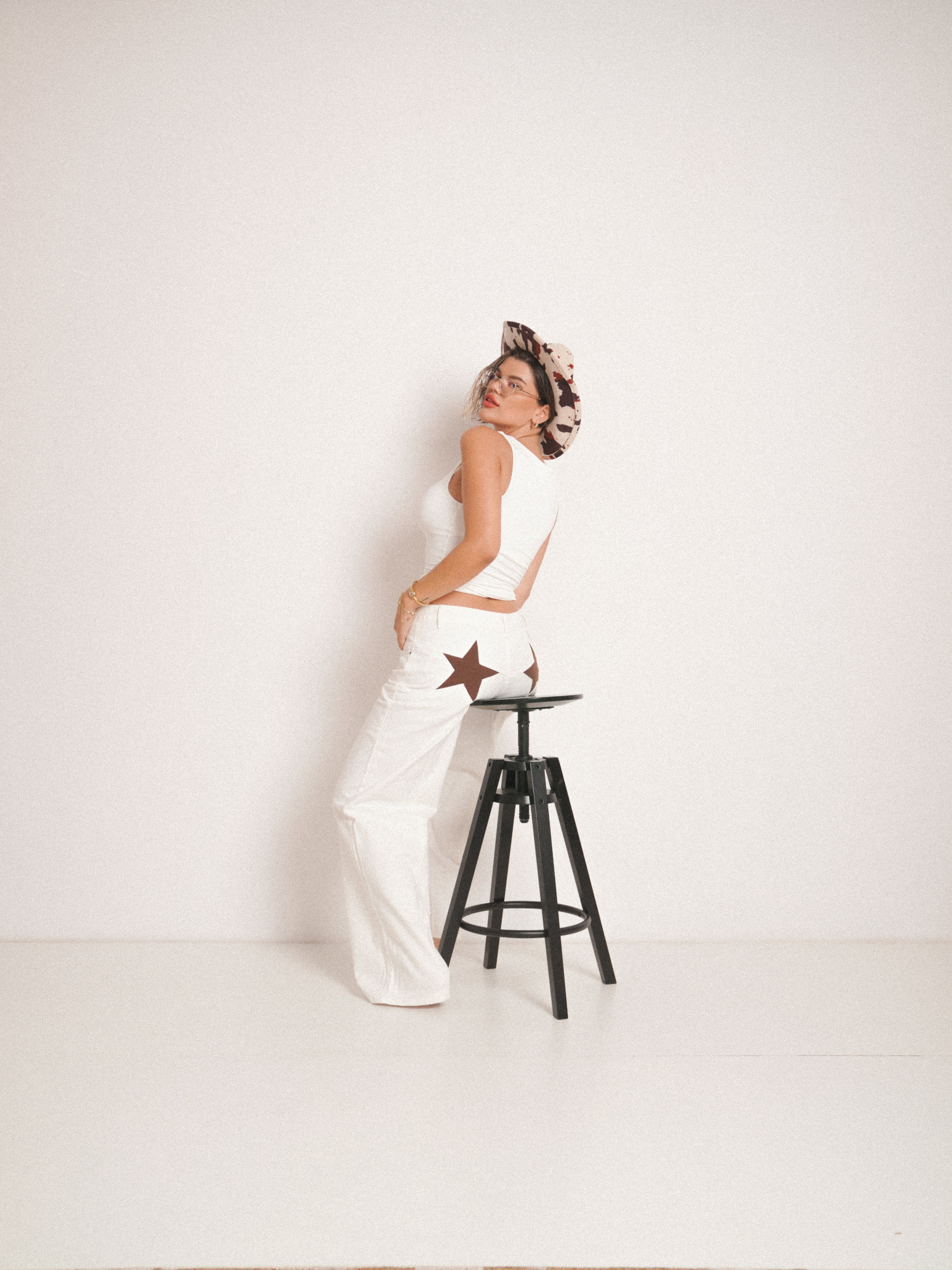 Blugi wide fit cu talie înaltă star BROWN ⭐