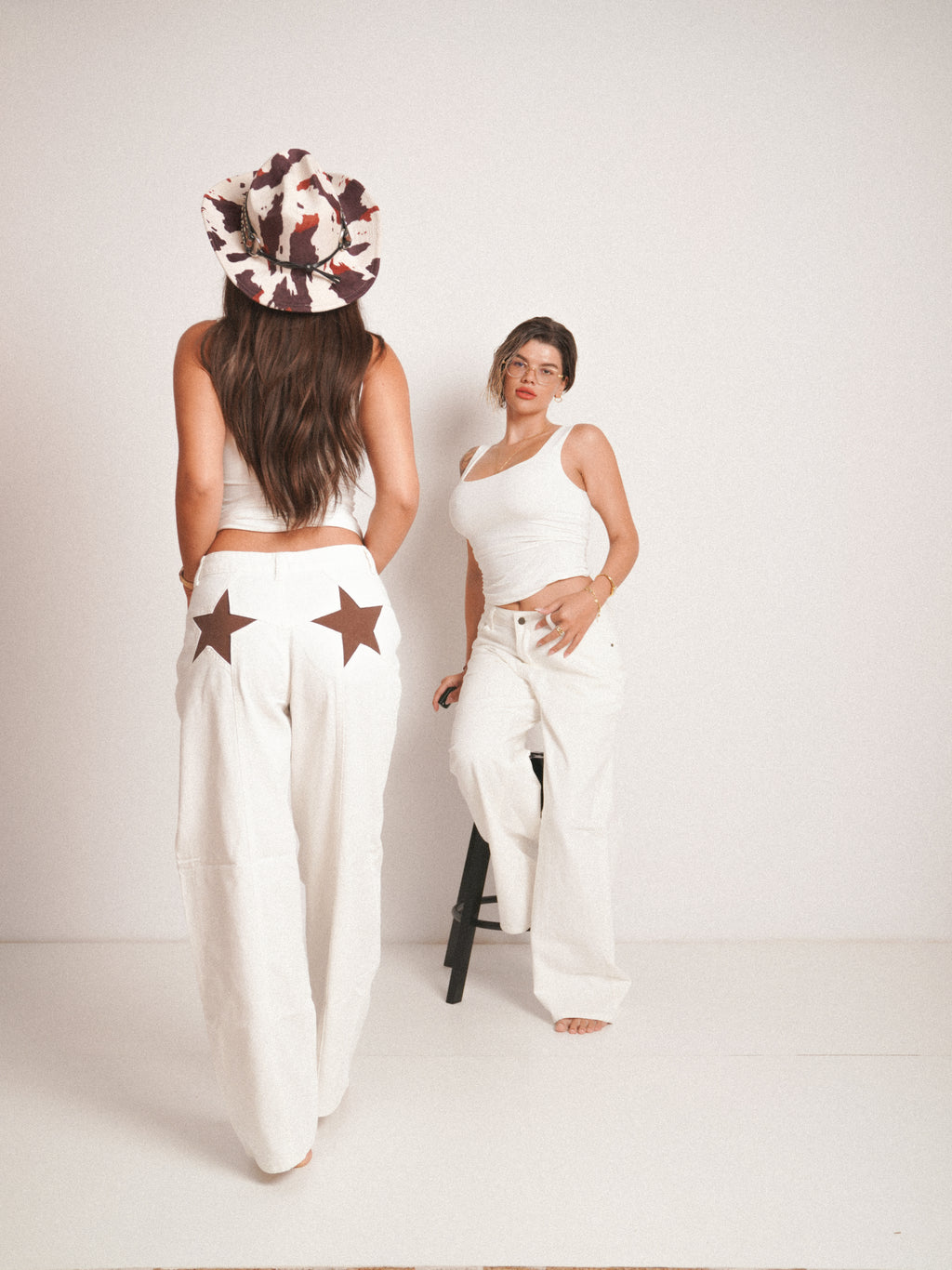 Blugi wide fit cu talie înaltă star BROWN ⭐