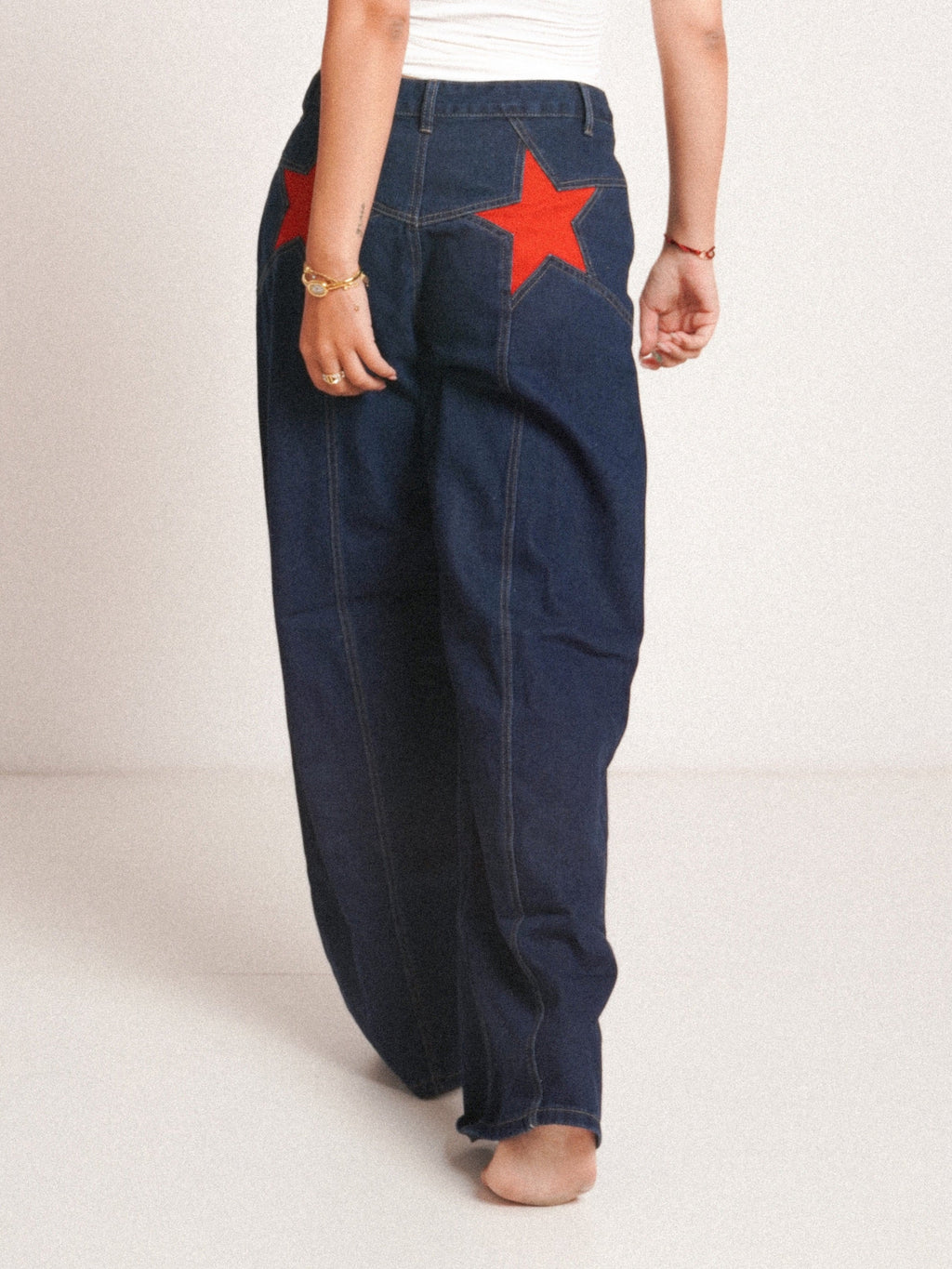 Blugi wide fit cu talie înaltă star RED ⭐