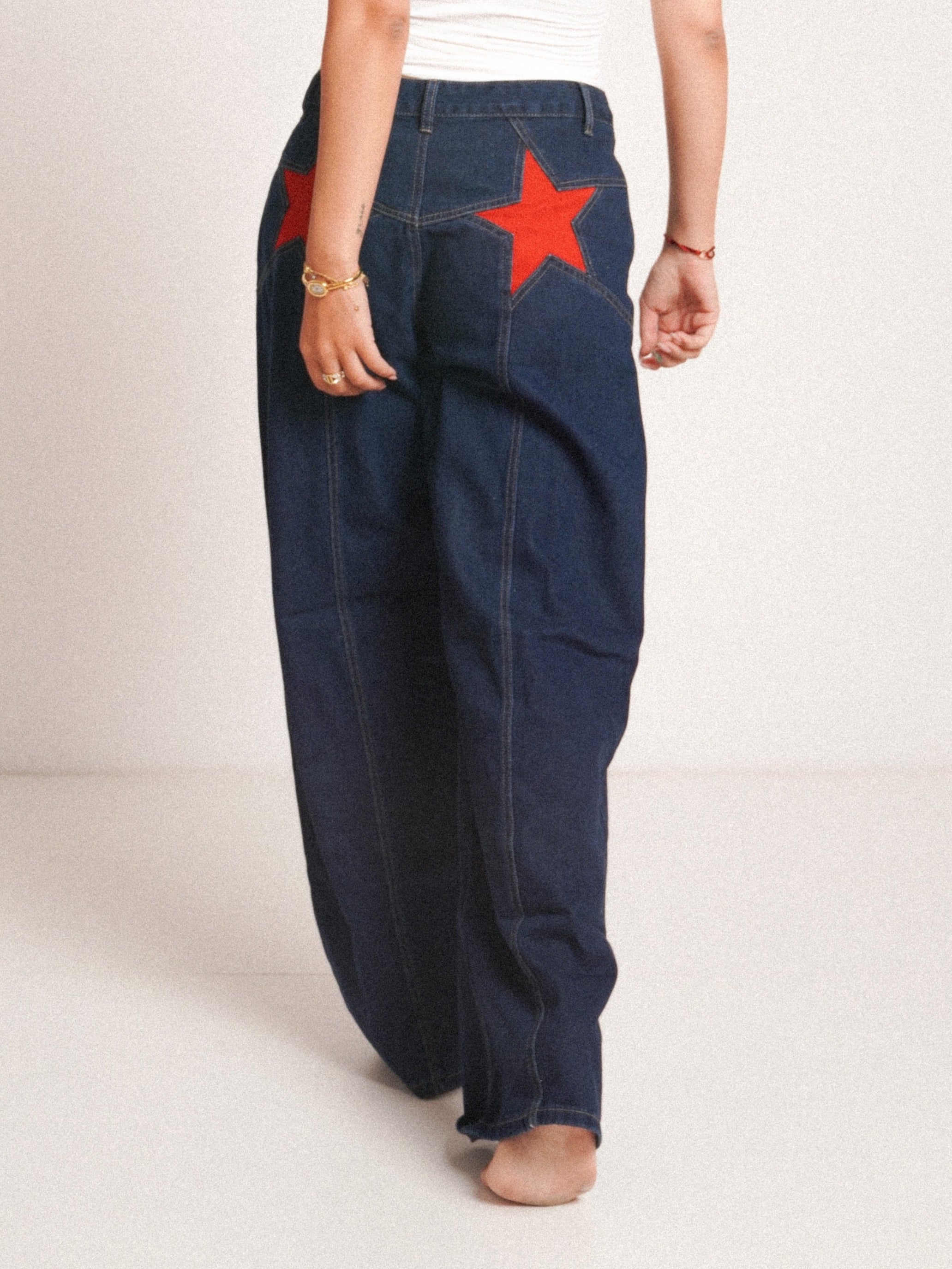 Blugi wide fit cu talie înaltă star RED ⭐