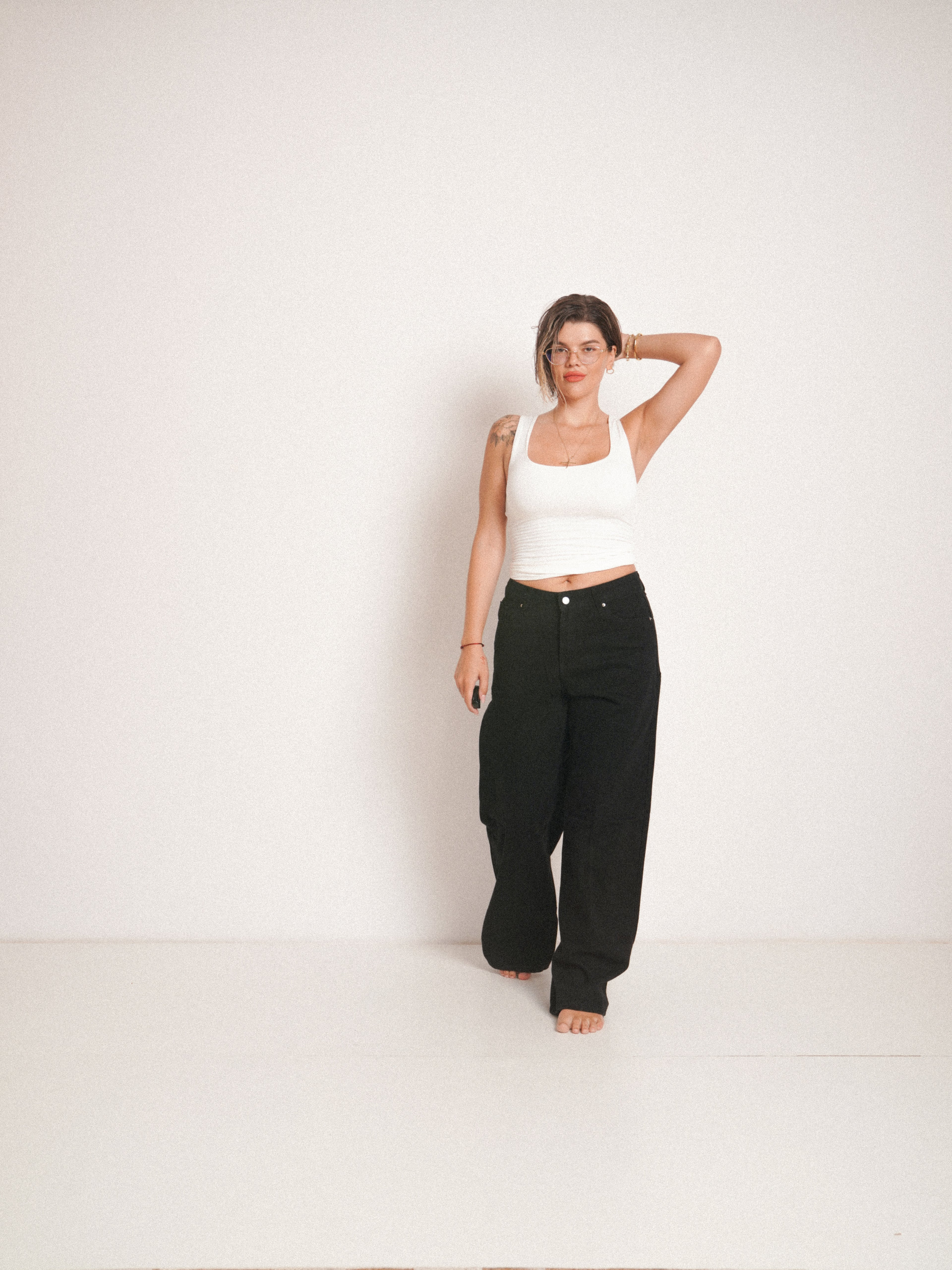 Blugi wide fit cu talie înaltă star LEO ⭐